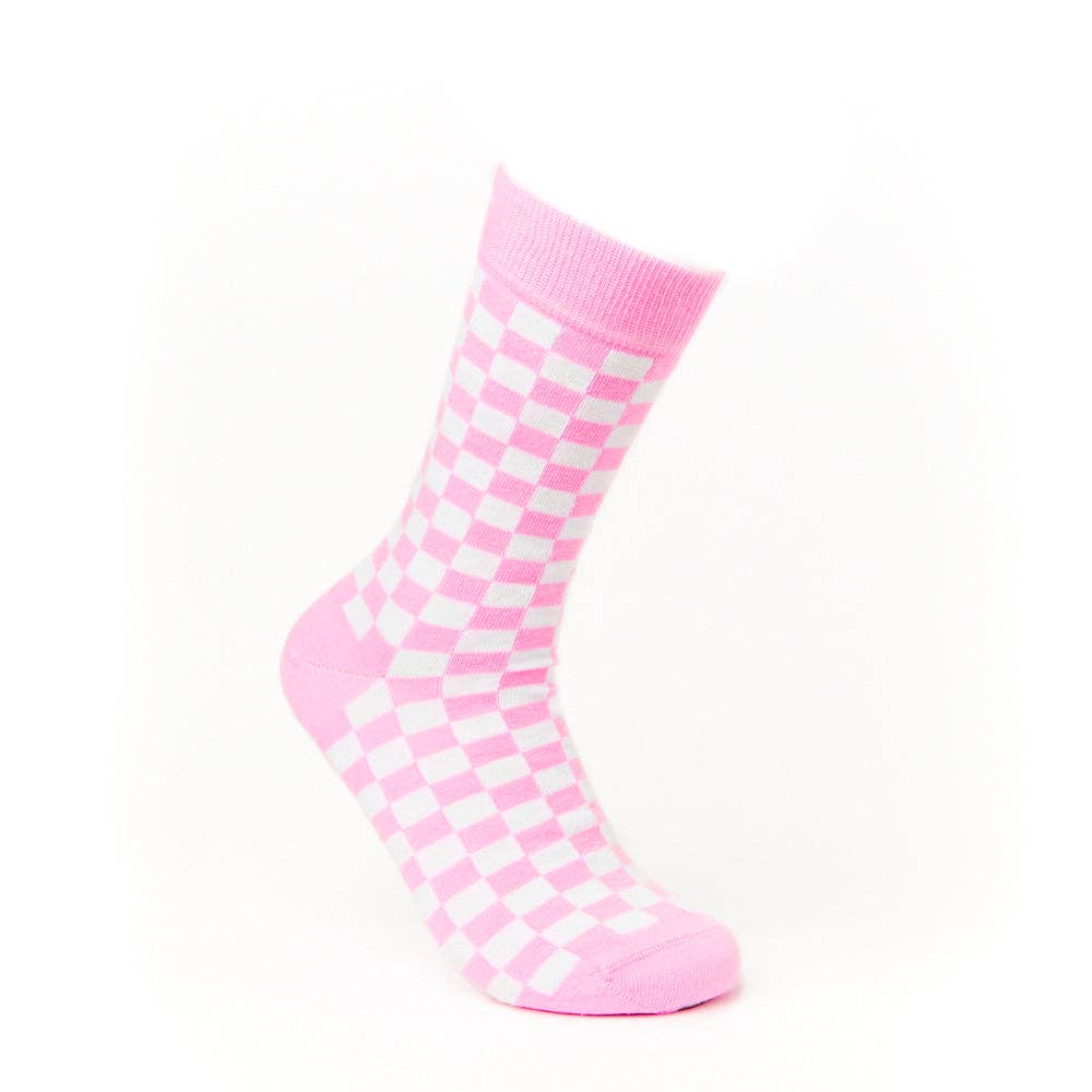 Urban Eccentric - Unisex Pink Check Socks: 6 - 11 - The Disco Edit