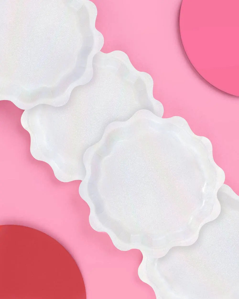 xo, Fetti - White Shimmer Plates, Bachelorette, Birthday Decor - The Disco Edit