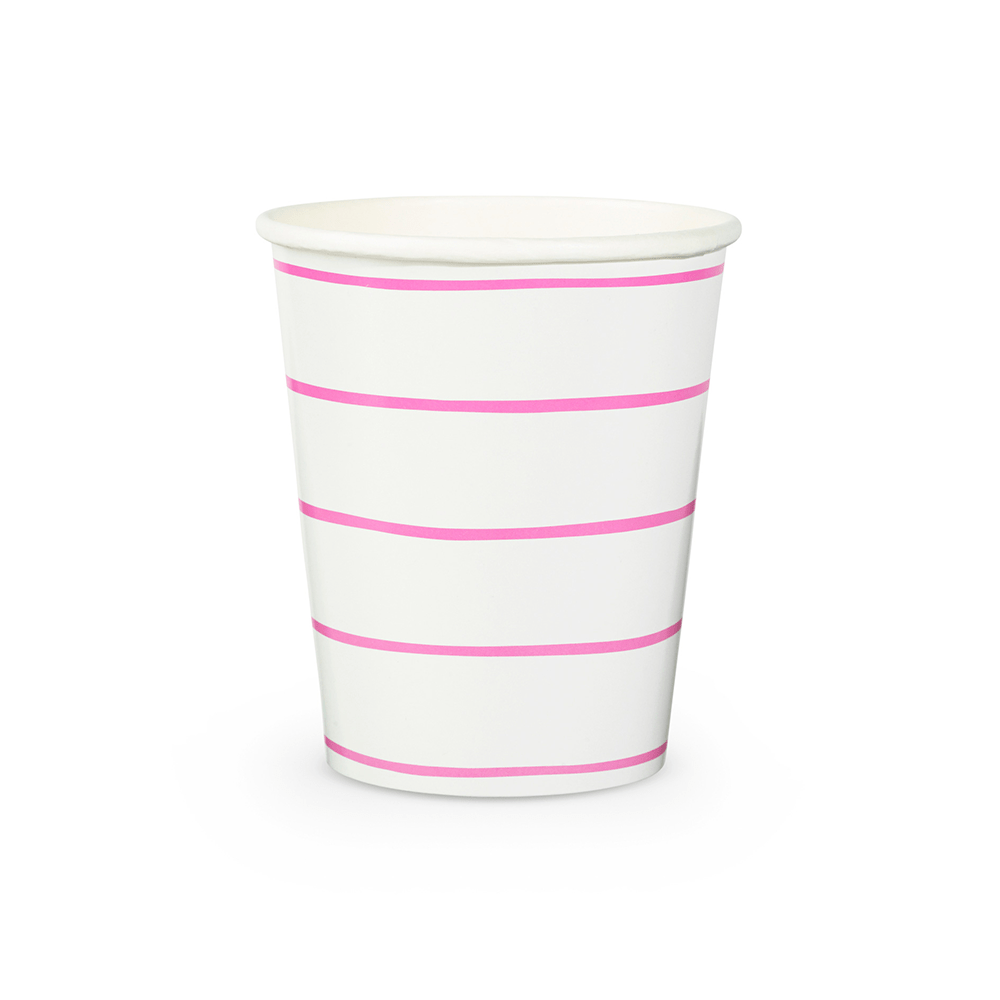 Jollity & Co. + Daydream Society - Frenchie Striped 9 oz Cups - 8 Pk.: Clementine - The Disco Edit