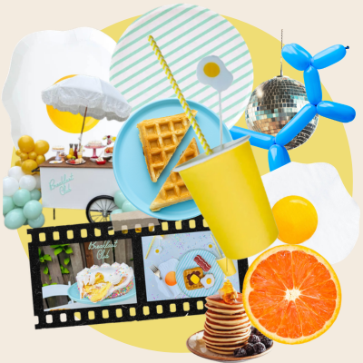 breakfast brunch party theme eggs bacon waffles unisex baby shower idea