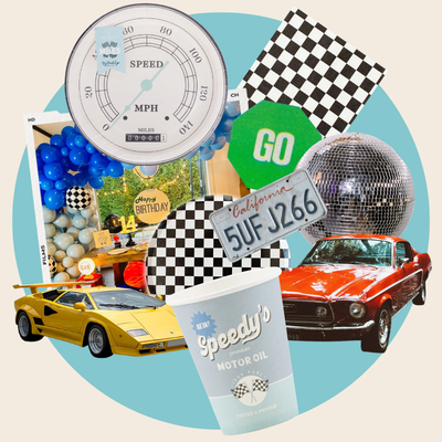 Raceway party theme inspiration for kids birthday party or a tween birthday party.