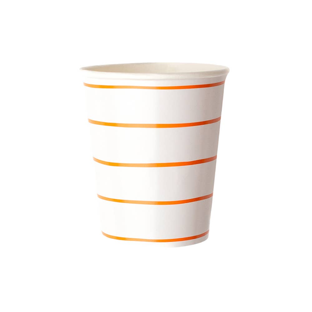 Jollity & Co. + Daydream Society - Frenchie Striped 9 oz Cups - 8 Pk.: Clementine - The Disco Edit