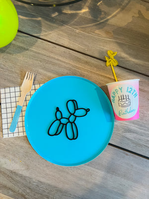 Custom paper cups, plates, and cutlery for a birthday party, graduation party, or bridal shower.