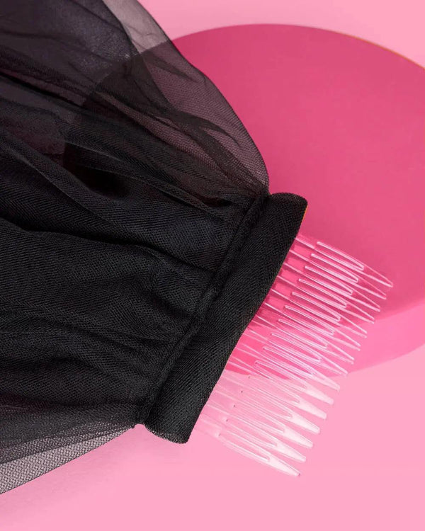 xo, Fetti - Bride or Die Veil - black tulle veil - The Disco Edit