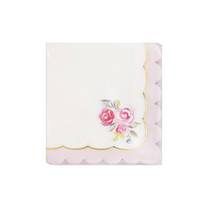 My Mind’s Eye - PLTEA37 - Tea Party Rose Corner Paper Cocktail Napkin - The Disco Edit