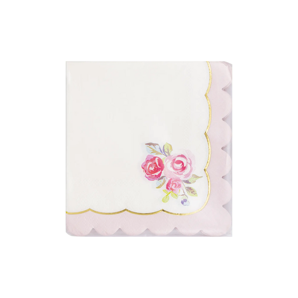 My Mind’s Eye - PLTEA37 - Tea Party Rose Corner Paper Cocktail Napkin - The Disco Edit