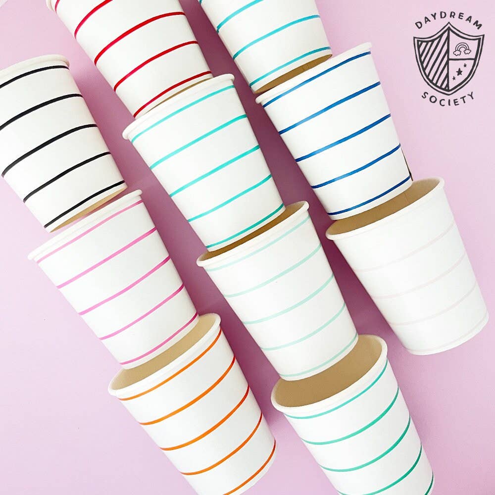 Jollity & Co. + Daydream Society - Frenchie Striped 9 oz Cups - 8 Pk.: Clementine - The Disco Edit