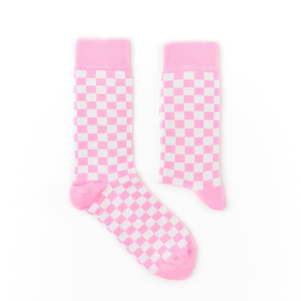 Urban Eccentric - Unisex Pink Check Socks: 6 - 11 - The Disco Edit