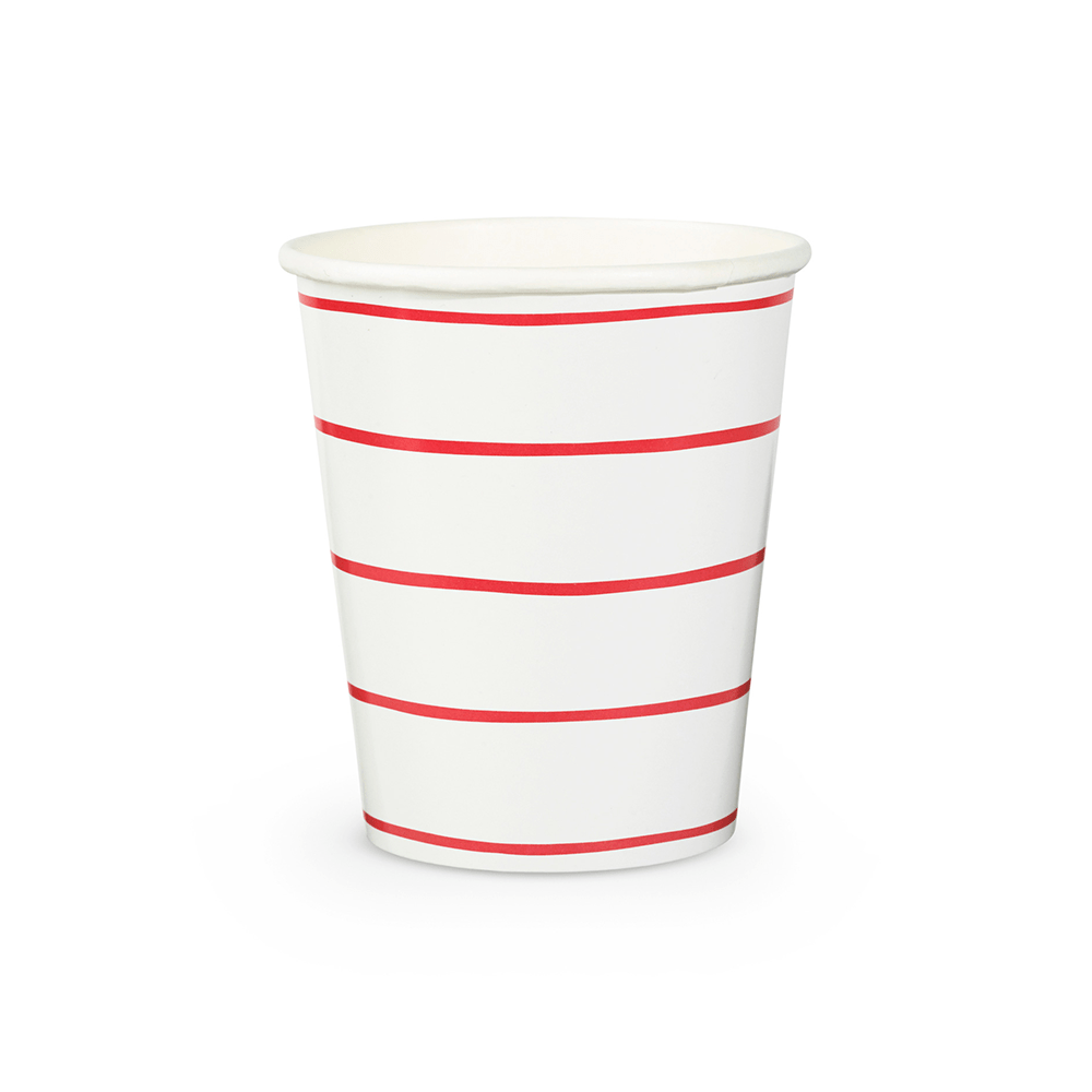 Jollity & Co. + Daydream Society - Frenchie Striped 9 oz Cups - 8 Pk.: Clementine - The Disco Edit