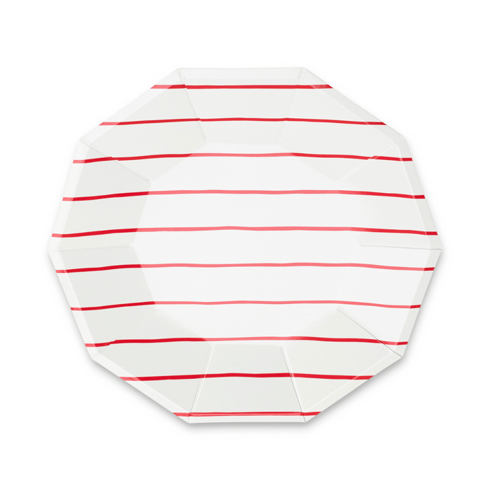 Jollity & Co. + Daydream Society - Frenchie Striped Large Plates - 8 Pk.: Clementine - The Disco Edit