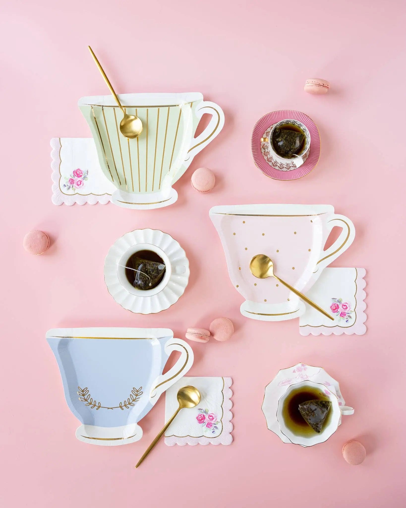 My Mind’s Eye - PLTEA37 - Tea Party Rose Corner Paper Cocktail Napkin - The Disco Edit