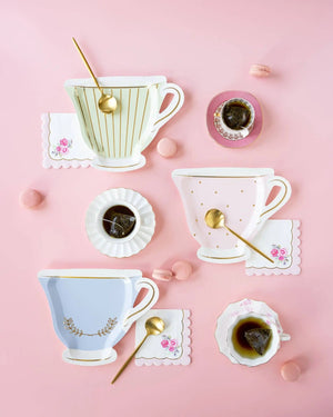 My Mind’s Eye - PLTEA37 - Tea Party Rose Corner Paper Cocktail Napkin - The Disco Edit