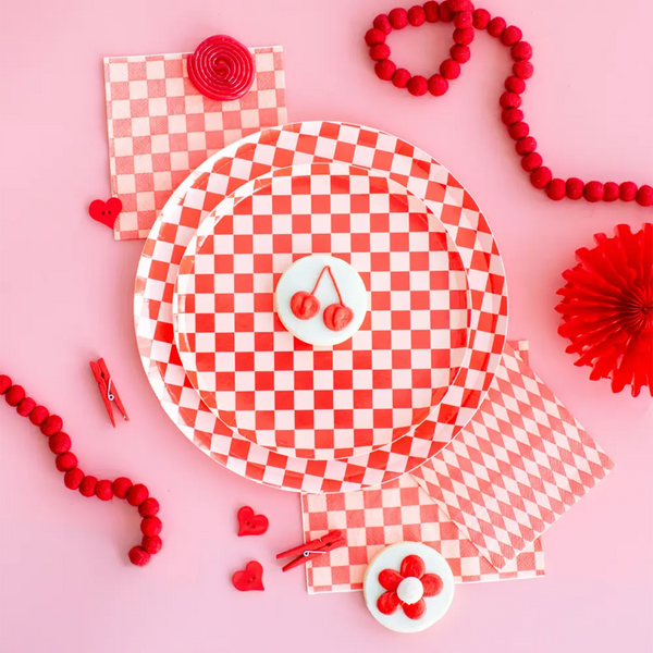 Jollity & Co. + Daydream Society - Check It! Dinner Plates - 8 Pk. - 11 Color Options: Purple Posse Jollity & Co. + Daydream Society