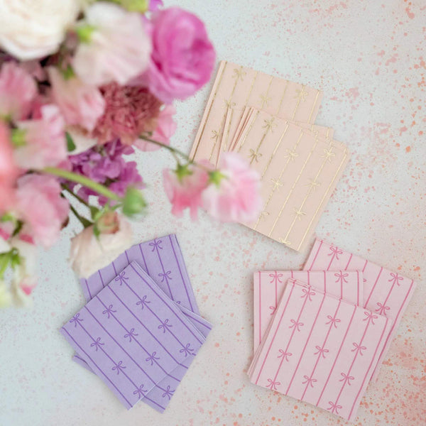 Bonjour Fête - PETAL PINK SIGNATURE BOW SMALL NAPKINS - The Disco Edit