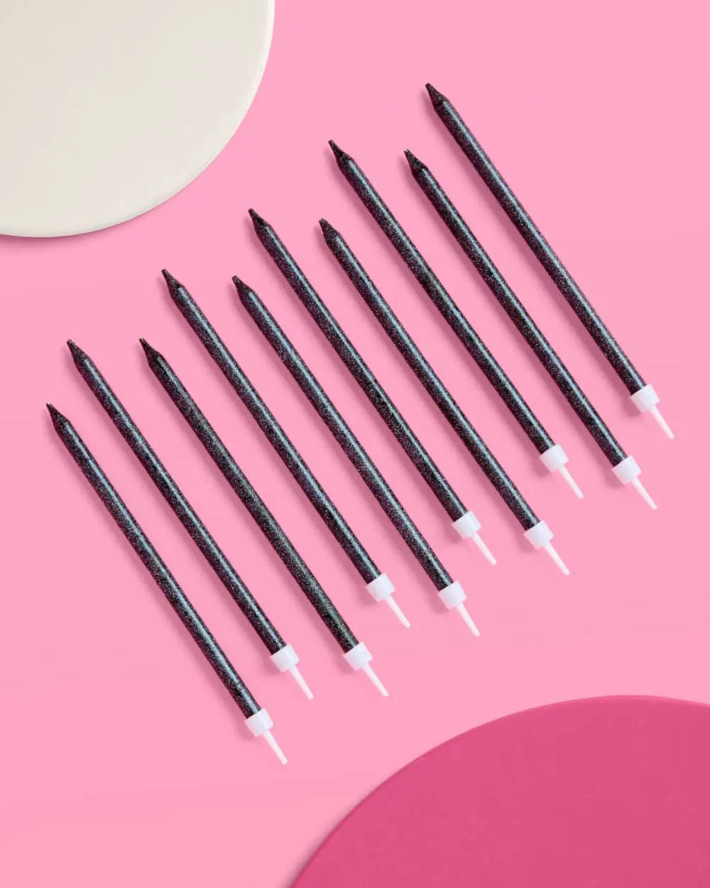 Midnight Sparkle Candles - 10 black glitter candles - The Disco Edit
