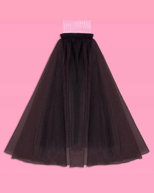 xo, Fetti - Bride or Die Veil - black tulle veil - The Disco Edit