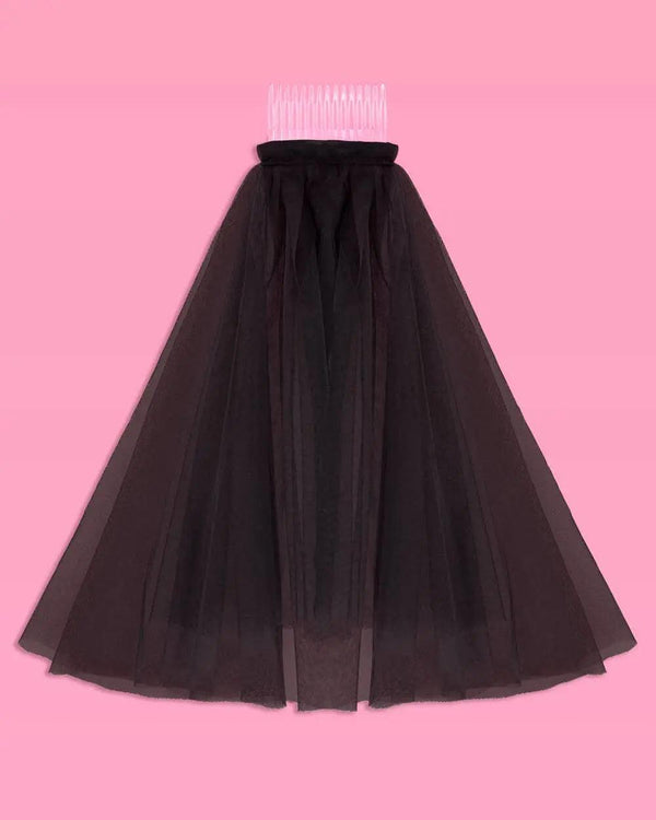 xo, Fetti - Bride or Die Veil - black tulle veil - The Disco Edit