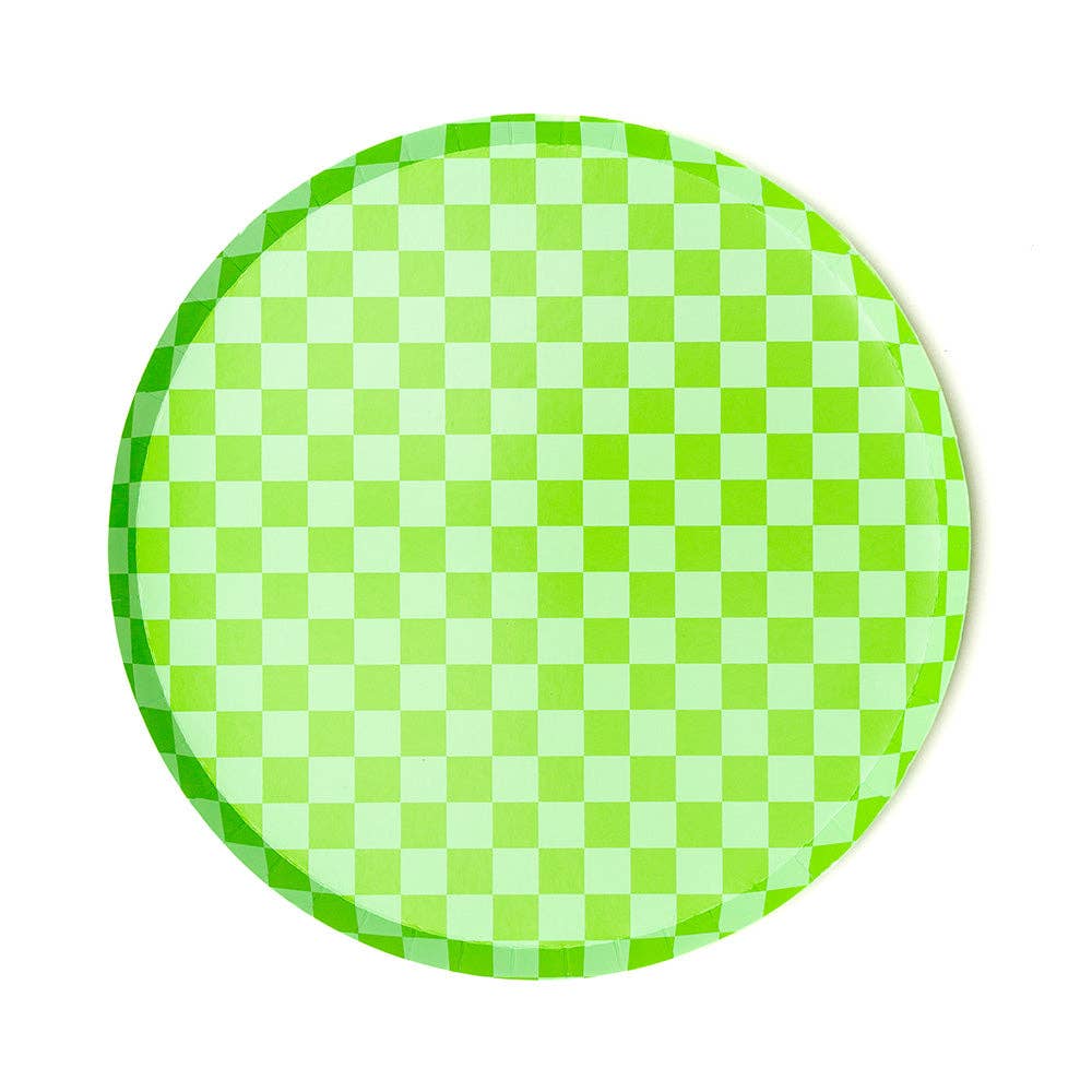 Jollity & Co. + Daydream Society - Check It! Dinner Plates - 8 Pk. - 11 Color Options: In the Limelight - The Disco Edit