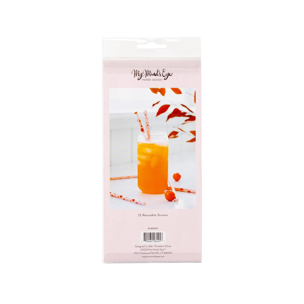 Pink/Orange Pumpkins Reusable Straws for birthday parties for tweens, kids, or teens, or for halloween parties or fall parties.  