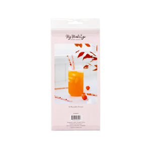 Pink/Orange Pumpkins Reusable Straws for birthday parties for tweens, kids, or teens, or for halloween parties or fall parties.  