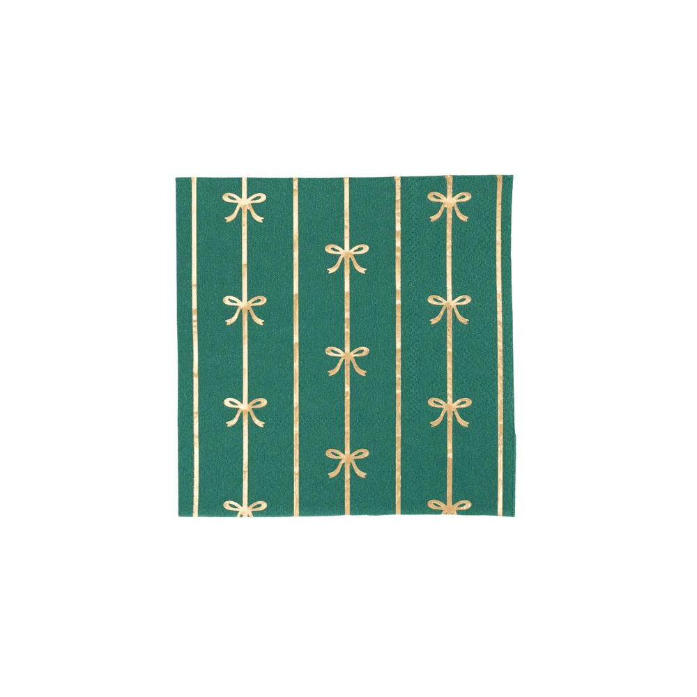 Bonjour Fête - EMERALD GREEN SIGNATURE BOW SMALL NAPKINS - The Disco Edit