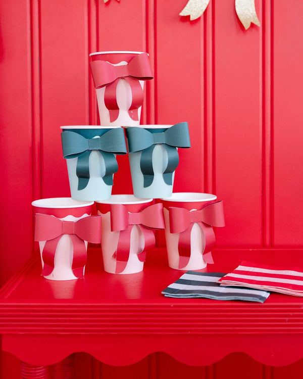 My Mind’s Eye - BOW1108 - Mint and Green Bow Paper Cups My Mind’s Eye