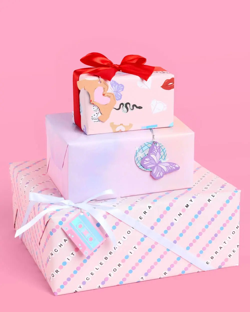 xo, Fetti - Gifting Era Wrapping Paper Set - 12 sheets + 16 tags, Christmas Gifting - The Disco Edit