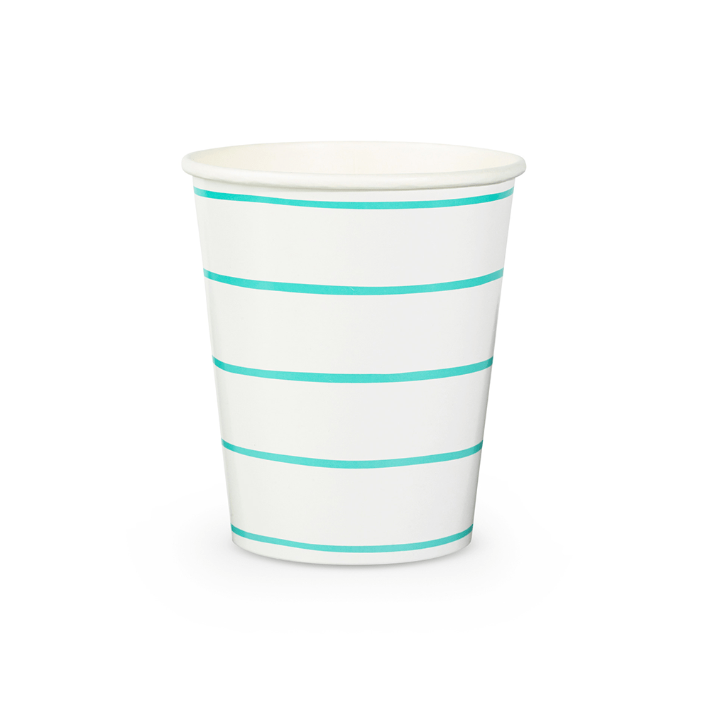 Jollity & Co. + Daydream Society - Frenchie Striped 9 oz Cups - 8 Pk.: Clementine - The Disco Edit