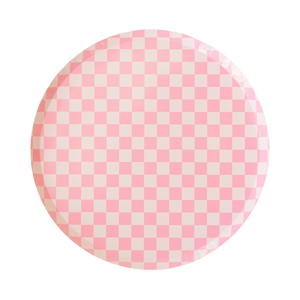 Jollity & Co. + Daydream Society - Check It! Dinner Plates - 8 Pk. - 11 Color Options: Cherry Crush - The Disco Edit