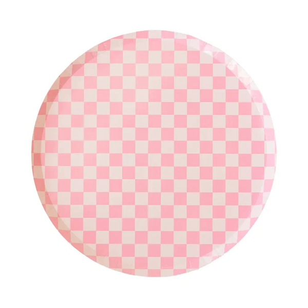 Jollity & Co. + Daydream Society - Check It! Dinner Plates - 8 Pk. - 11 Color Options: Cherry Crush - The Disco Edit