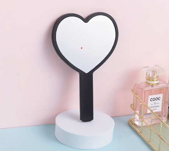 Custom Heart Handheld black Mirror party favor or party activity idea for kids, tweens, or teens.