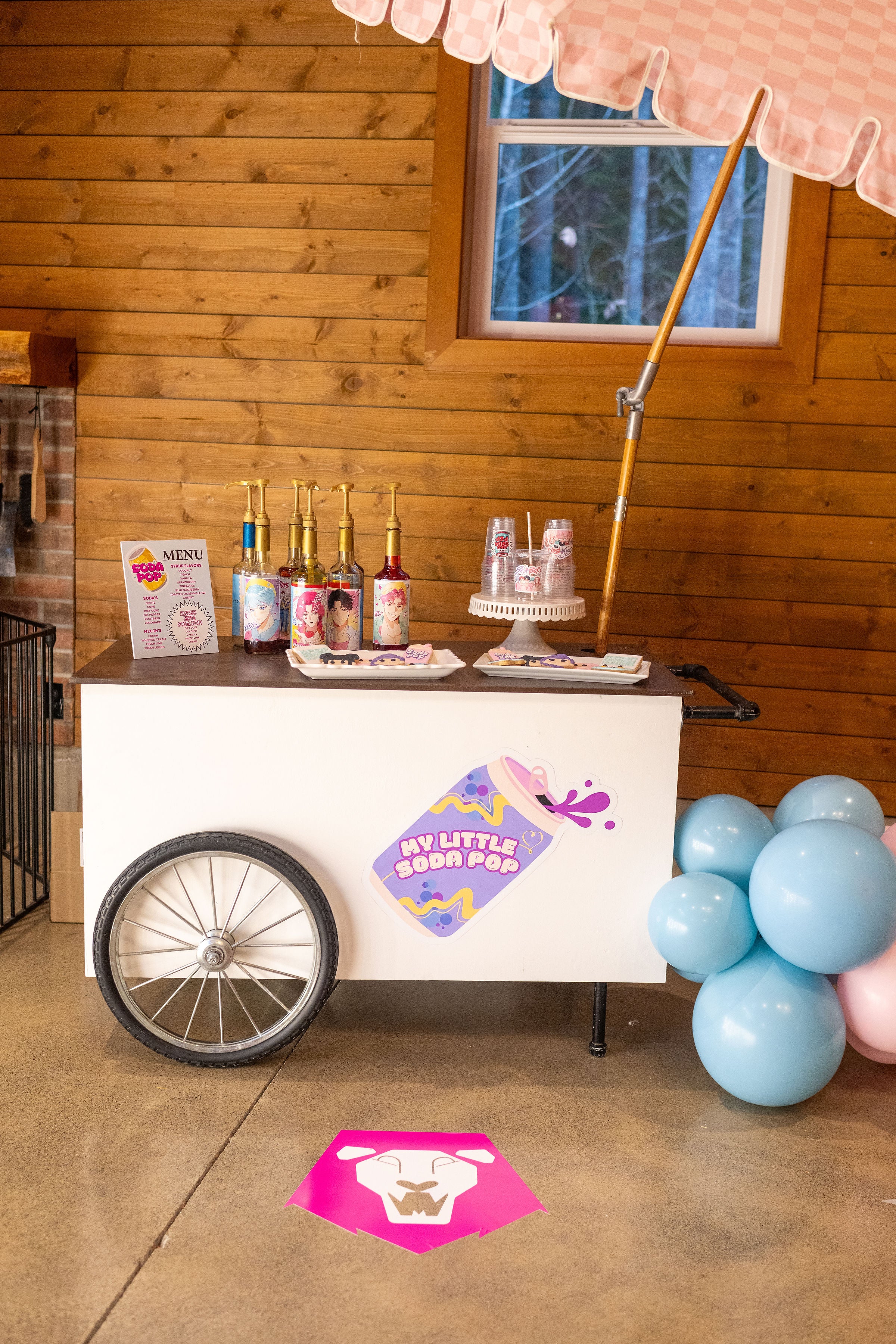 Tween party inspiration featuring a my little soda pop refreshment stand for a kpop demon hunters party.