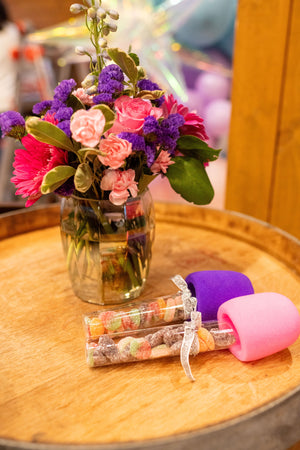 Candy filled microphone party favors for a kpop demon hunters birthday party for tweens or kids, a Taylor Swift birthday party, or an Olivia Rodrigo birthday party,
