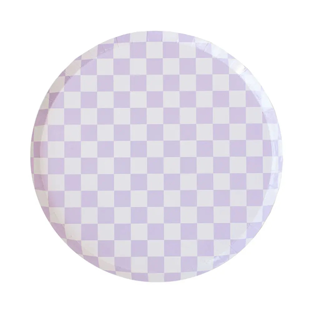 Jollity & Co. + Daydream Society - Check It! Dinner Plates - 8 Pk. - 11 Color Options: Purple Posse Jollity & Co. + Daydream Society