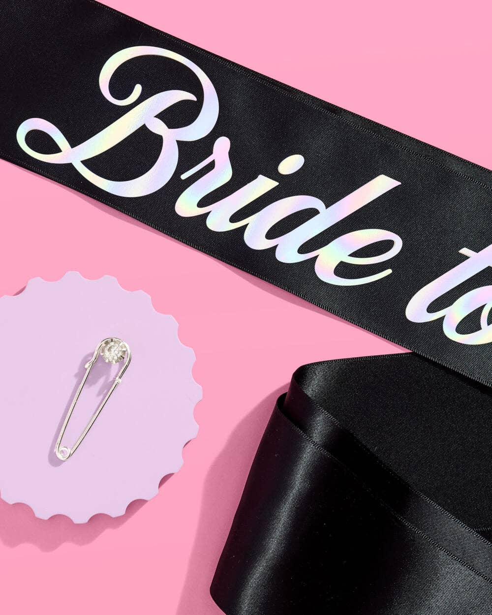 xo, Fetti - Bride or Die Sash - black silk + iridescent foil - The Disco Edit