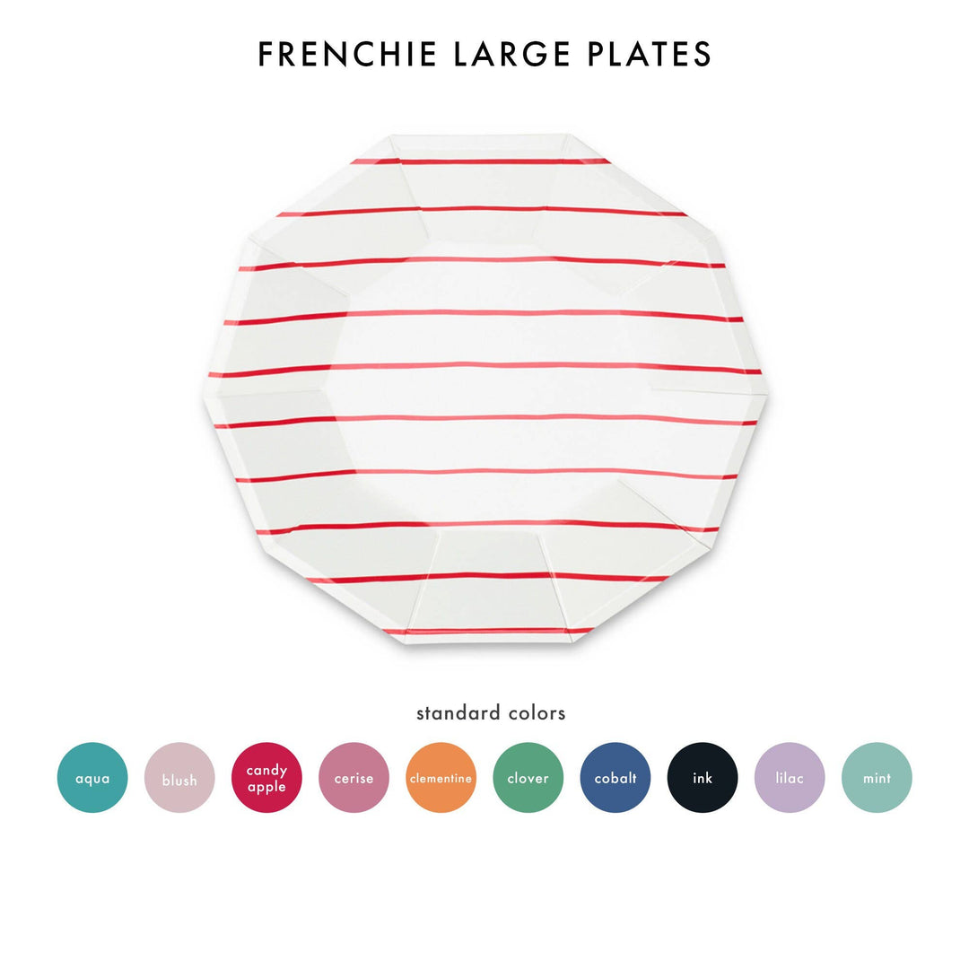 Jollity & Co. + Daydream Society - Frenchie Striped Large Plates - 8 Pk.: Clementine - The Disco Edit