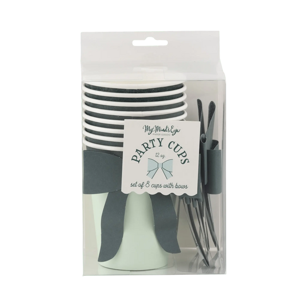 My Mind’s Eye - BOW1108 - Mint and Green Bow Paper Cups - The Disco Edit
