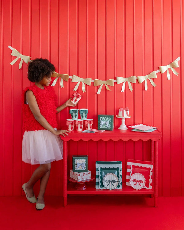 My Mind’s Eye - BOW1108 - Mint and Green Bow Paper Cups My Mind’s Eye