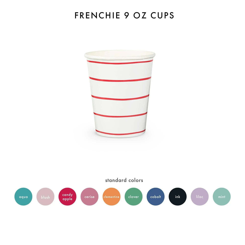 Jollity & Co. + Daydream Society - Frenchie Striped 9 oz Cups - 8 Pk.: Clementine - The Disco Edit