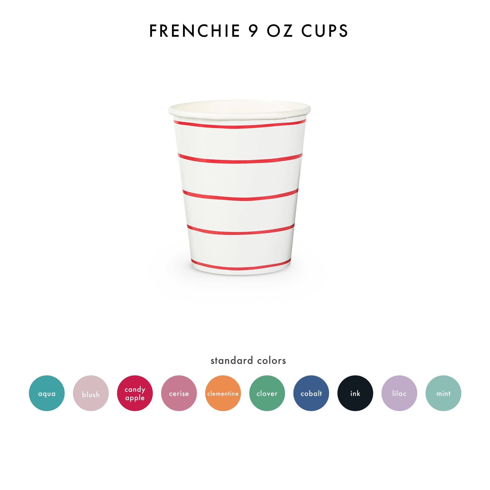 Jollity & Co. + Daydream Society - Frenchie Striped 9 oz Cups - 8 Pk.: Clementine - The Disco Edit