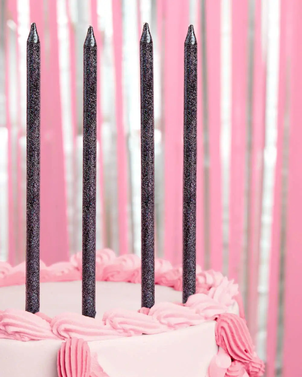 Midnight Sparkle Candles - 10 black glitter candles - The Disco Edit