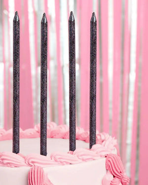 Midnight Sparkle Candles - 10 black glitter candles - The Disco Edit