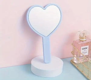 Custom Heart Handheld blue Mirror party favor or party activity idea for kids, tweens, or teens.