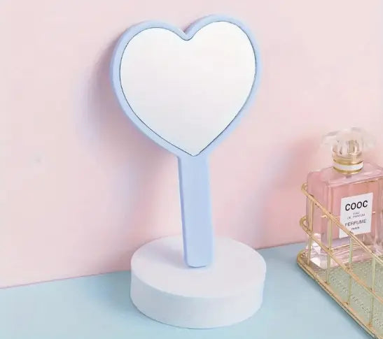 Custom Heart Handheld blue Mirror party favor or party activity idea for kids, tweens, or teens.