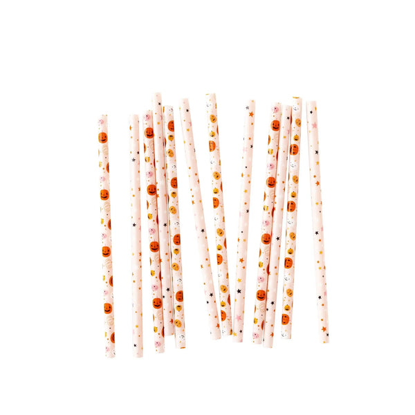 Pink/Orange Pumpkins Reusable Straws for birthday parties for tweens, kids, or teens, or for halloween parties or fall parties.  