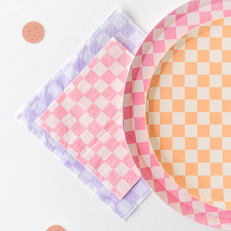 Jollity & Co. + Daydream Society - Check It! Large Napkins - 16 Pk. - 11 Color Options: Cherry Crush - The Disco Edit