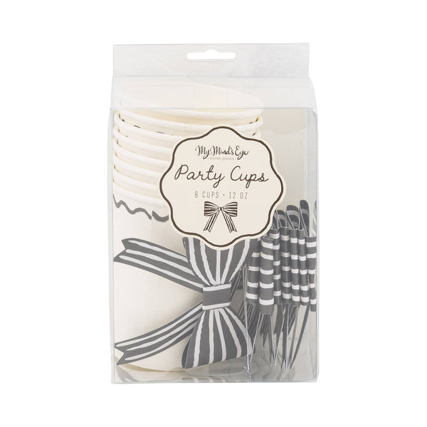 My Mind’s Eye - CLV1210 - Black and White Bow Party Cup