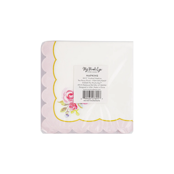 My Mind’s Eye - PLTEA37 - Tea Party Rose Corner Paper Cocktail Napkin - The Disco Edit