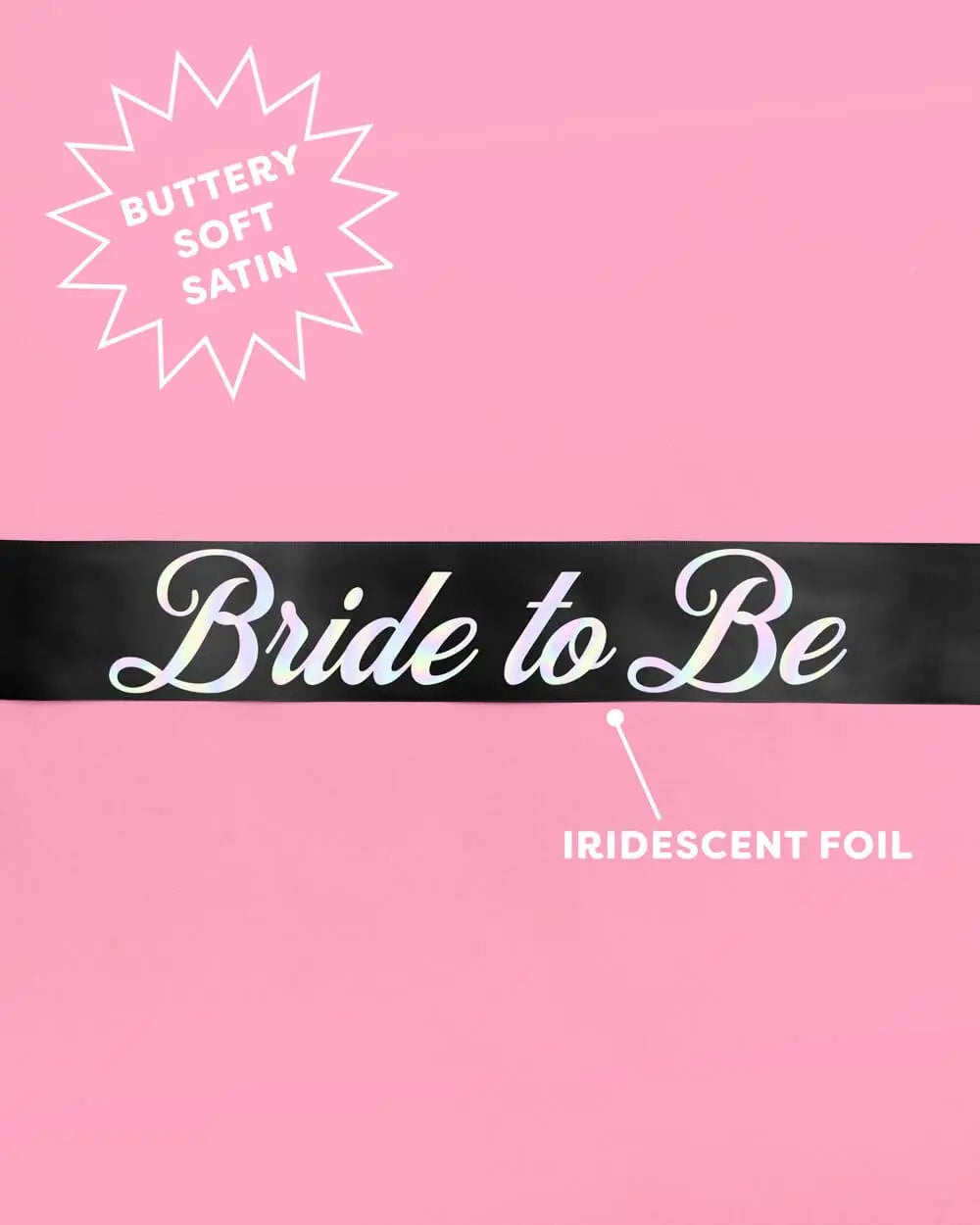 xo, Fetti - Bride or Die Sash - black silk + iridescent foil - The Disco Edit