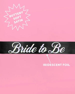xo, Fetti - Bride or Die Sash - black silk + iridescent foil - The Disco Edit
